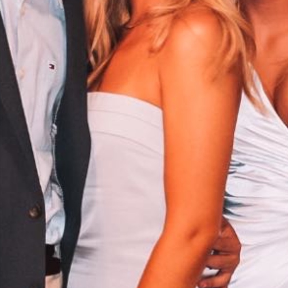 Edit By Mine Light Blue Satin  Strapless Dress S